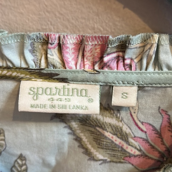 Spartina 449 Seafoam Sugar Mill Peacock Floral Olivia Poplin Dress Size Small - Picture 3 of 11
